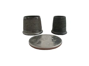 Two Vintage - Antique Open Top Tailor Sewing Thimbles - - Picture 1 of 3