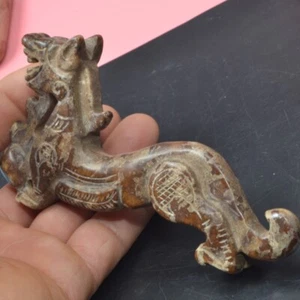 Old Chinese natural jade hand-carved Huzhai town Wushoucai beast l statue - Picture 1 of 5