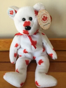 CHINOOK nose leaf Canada Special Olympics pin tag Ty Beanie Baby Bear ACTUAL Pic - Picture 1 of 5