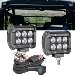 2X For POLARIS RANGER 1000XP Rear 4" LED LIGHT BAR Pods Flood + Rock Switch Wire - Foto 1 di 21