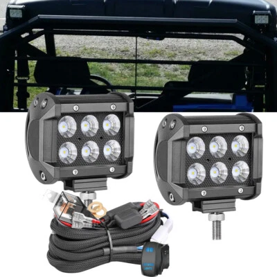 2X Para POLARIS RANGER 1000XP Trasero 4" BARRA DE LUZ LED Vainas Inundación + Cable Interruptor Roca Foto 1 de 4
