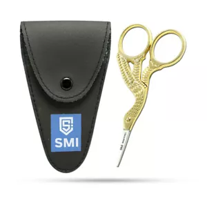 Storchschere Stickschere Fadenschere Nähenschere Handarbeitschere mit Etui  - Bild 1 von 8