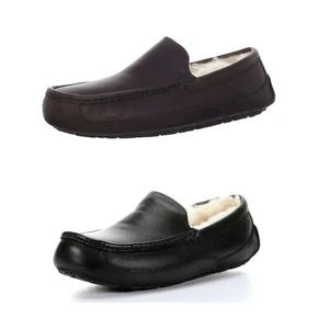 UGG Australia Men's Ascot Slippers Leather Casual Slip-On Moccasins Shoes - Picture 1 of 18