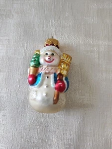 Macy’s Holiday Lane 2 1/4" Snowman Christmas Ornament Molded Glass Decoration - Picture 1 of 8