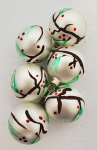 6er Set (6) Weihnachtsschmuck aus mundgeblasenem Glas handbemalt 2,5 Zoll Durchmesser - Bild 1 von 7
