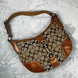 Vintage Coach 11576 Hamptons Signature Schulter Handtasche-braun Canvas Leder - Bild 1 von 10