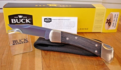 NIB BUCK KNIFE 110 CUSTOM HUNTER ANODIZED 420HC BLADE EBONY WOOD HANDLE N/S - Image 1 of 4