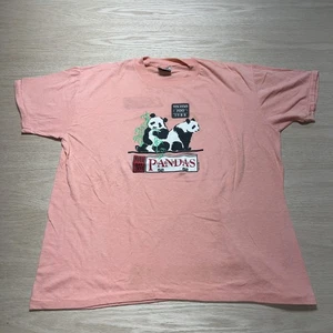 Vintage Toledo Zoo 1988 Pandas T-shirt XL Oneita 50/50 Single Stitch Salmon - Picture 1 of 16