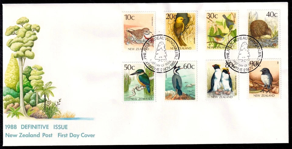 New Zealand 1988-95 Birds 10c-90c First Day Cover FDC SC 920/929 - Image 1 of 1