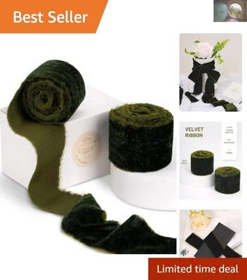 Chic 4 Yards Green Velvet Ribbon with Handmade Details for Weddings & Events - Image 1 of 4