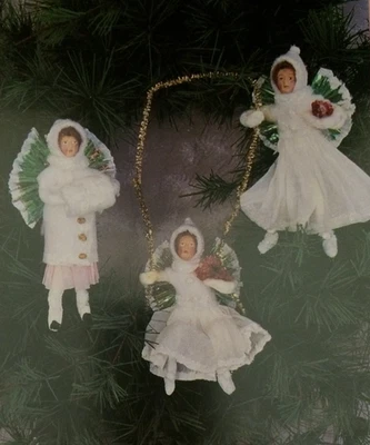 PATTERN Vintage SNOW ANGELS Cotton Batting ORNAMENTS - Country in City 1994 RARE - Image 1 of 4