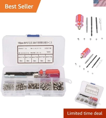 Полный ремонтный набор резьбовых вставок 105 шт. с инструментами для установки - M4 x 0,7 - Изображение 1 из 4