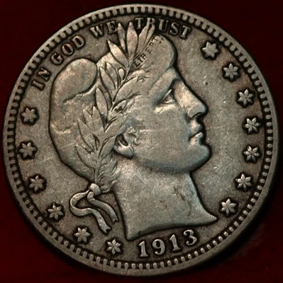 1913-D Denver Mint Silver Barber Quarter - Image 1 of 2