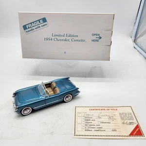 Danbury Mint 1:24 1954 Chevrolet Corvette Convertible Blue LE w/ Box & Paperwork - Picture 1 of 21
