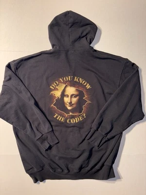 Vtg Mona Lisa Da Vinci Code Movie Promo Full Zip Up Y2K Black Hoodie Men’s 2XL - Image 1 of 4