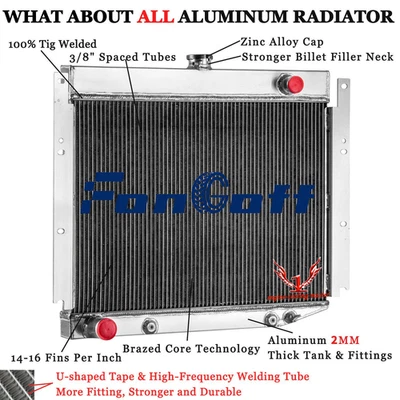 4 Rows Radiator Fits 1969-1971 Dodge D100 D200 D300 W100 W200 W300 Pickup 6.3 Foto 1 de 4