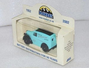 Lledo Morris Z Van GLASSKLAD Manchester Batteries Ltd, Abergele 50 Years MANBAT - Picture 1 of 4