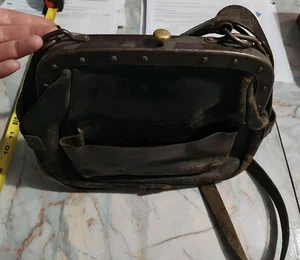 Antique Heavy Leather And Metal Purse From Tombstones Era Well Made Collectable - Picture 1 of 9