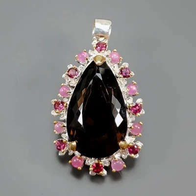 Jewellery 45ct+ Natural Smoky Quartz Pendant 925 Sterling Silver  /NP50779 - Image 1 of 4