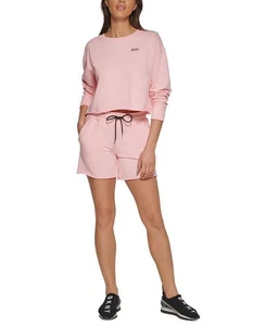 Dkny Sport Womens Metallic Logo Shorts Light Pink XL NEW DP2S5012 - Picture 1 of 3