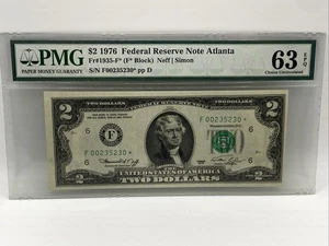 1976 $2 Two Dollar- FRN-Atlanta-⭐STAR note⭐-(F* Block) PMG 63 EPQ - Picture 1 of 3