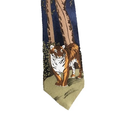Corbata de seda vintage World Wildlife Fund (WWF) Tiger para hombre de los años 90 Foto 1 de 4