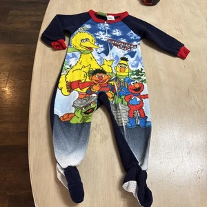 Vintage Sesamstraße Reißverschluss Fleece Pyjama 2005 Cartoon TV Film Retro Größe 3t - Bild 1 von 8