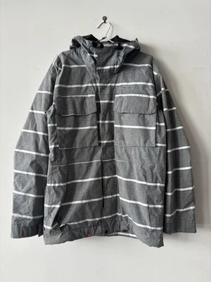 Chaqueta de hombre Foursquare abrigo deportivo con capucha patrón de rayas gris/blanco talla S Foto 1 de 4