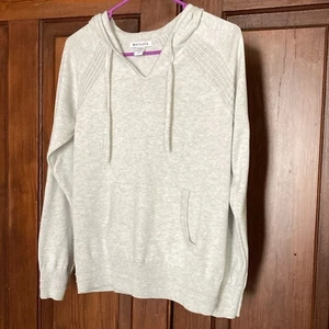Athleta Evergreen Knit Pocket Heather White Grey Sweater Hoodie Size SP - Picture 1 of 8
