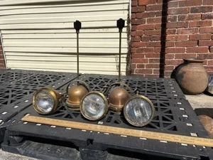 Lot Of 5 Brass & Copper Pendant Lights Headlights Style Antique - Picture 1 of 9
