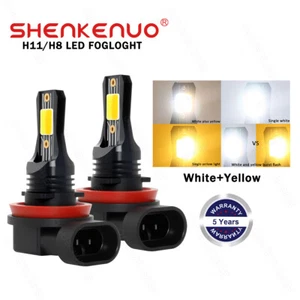 Switchback H11 LED Fog Light H16 H8 Dual Color Yellow 3000K White Strobe Flash - Picture 1 of 10