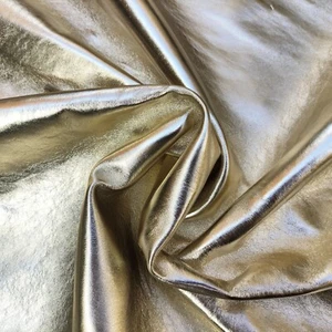 Light gold metallic full grain soft nappa genuine sheep leather hide pieces - Picture 1 of 12