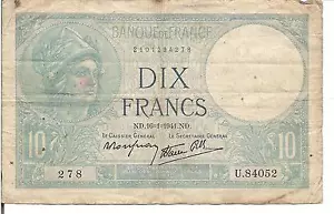 FRANCE 10 FRANCS, 1941 - Picture 1 of 2