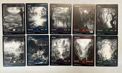 MTG Innistrad Midnight Hunt MID Eternal Night Full Art Land Set of 10 Black Grey - Image 1 of 4