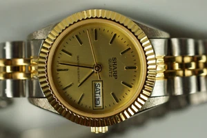 Watch - Women's SHARP Vintage Steel Gold Day Date 24mm Watch Jubilee Band 367136 - Picture 1 of 8