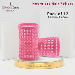 Paquete de 12 rodillos de reloj de arena grandes rosa de 42 mm / 1,65 pulgadas para todos los tipos de cabello unisex - Imagen 1 de 14