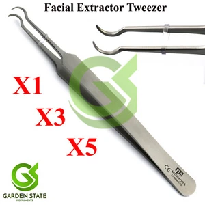 Facial Blackhead Tweezers Extractor Acne Pimple Spot Removal Blemish Bend Curved - Picture 1 of 4