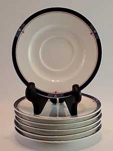 Lenox Decor 4.5" Saucers Valley Forge 7879 Set of 6 Rust Band&Florals, Blue EUC - Picture 1 of 24