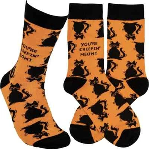 Calcetines You're Creepin' Meowt Unisex Talla M/L Primitivos de Kathy Moda Nuevos - Imagen 1 de 3