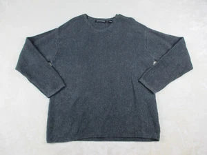 VINTAGE Structure Sweater Mens Large Gray V Neck Pullover Knit Ramie Blend - Picture 1 of 7