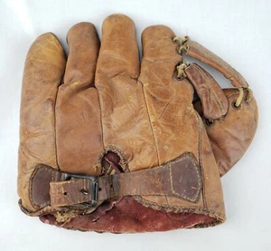 Antique Vintage Pre War Buckle Back Split Finger Baseball Glove Mitt Bill Werber - Picture 1 of 13