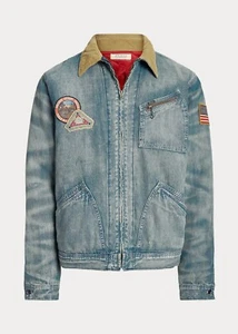 Polo Ralph Lauren Big & Tall USA Flagge Grafik Patch Denim Trucker Jeansjacke - Bild 1 von 12