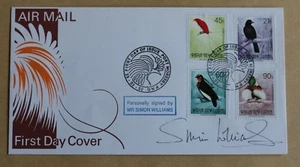 BIRDS OF PARADISE 1992 PAPUA NEUGUINEA FDC SIGNIERT VON SCHAUSPIELER SIMON WILLIAMS - Bild 1 von 2