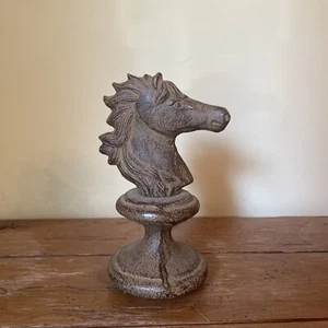 Vintage Cast Iron Horse Head Door Stop Bookend Equestrian Sculpture Rusty Patina - Picture 1 of 9