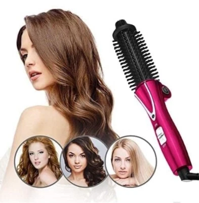 Hot Hair Brush Ionic Curling Iron Tangle-Free Tourmaline Ceramic Wand Folding - Image 1 of 4