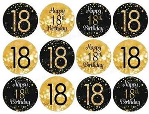 18. Tortenbild Party Deko Geschenk Muffin Cupcake Aufleger Geburtstag gold eßbar - Bild 1 von 13