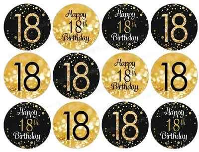 18. Tortenbild Party Deko Geschenk Muffin Cupcake Aufleger Geburtstag gold eßbar - Bild 1 von 4