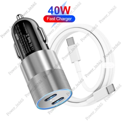 Cable adaptador de carga rápida cargador PD teléfono coche USB-C de 40 W para Android Samsung Foto 1 de 4