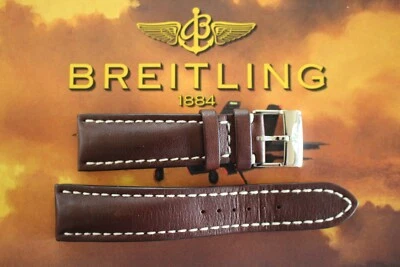 BREITLING 443X 24-20 MARRÓN LISO LENGÜETA DE PANTORRILLA HEBILLA CORREA DE RELOJ CORREA DE RELOJ C Foto 1 de 4