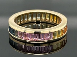 SCHMUCKJAGD RING GR. 18 (CA.56) AUS 375/- GG MIT MULTI SAPHIR FACETTENREICH - Bild 1 von 6